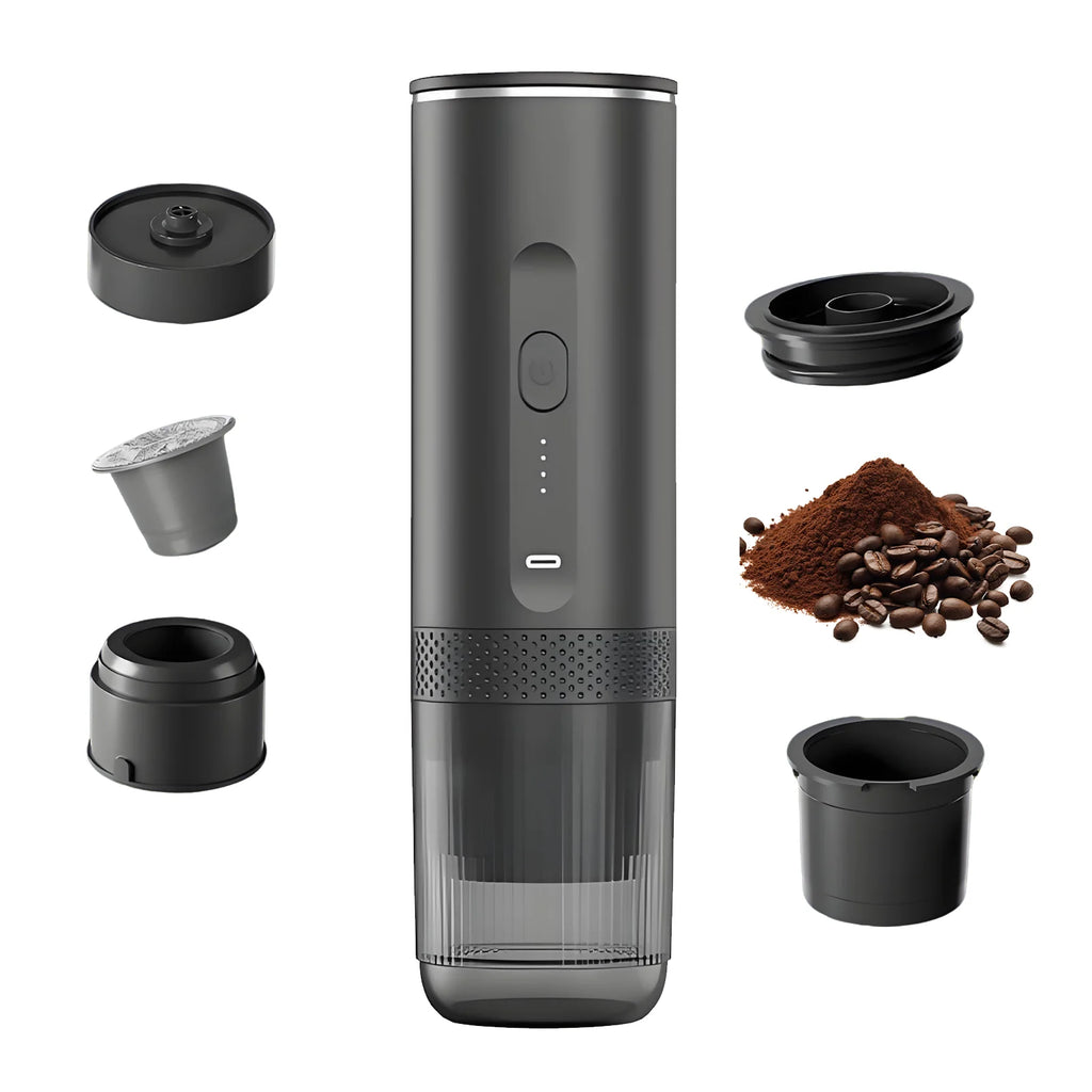 Wireless Electric Capsule Coffee Maker 2-in-1 Coffee Machine for Car & Home Camping Portable